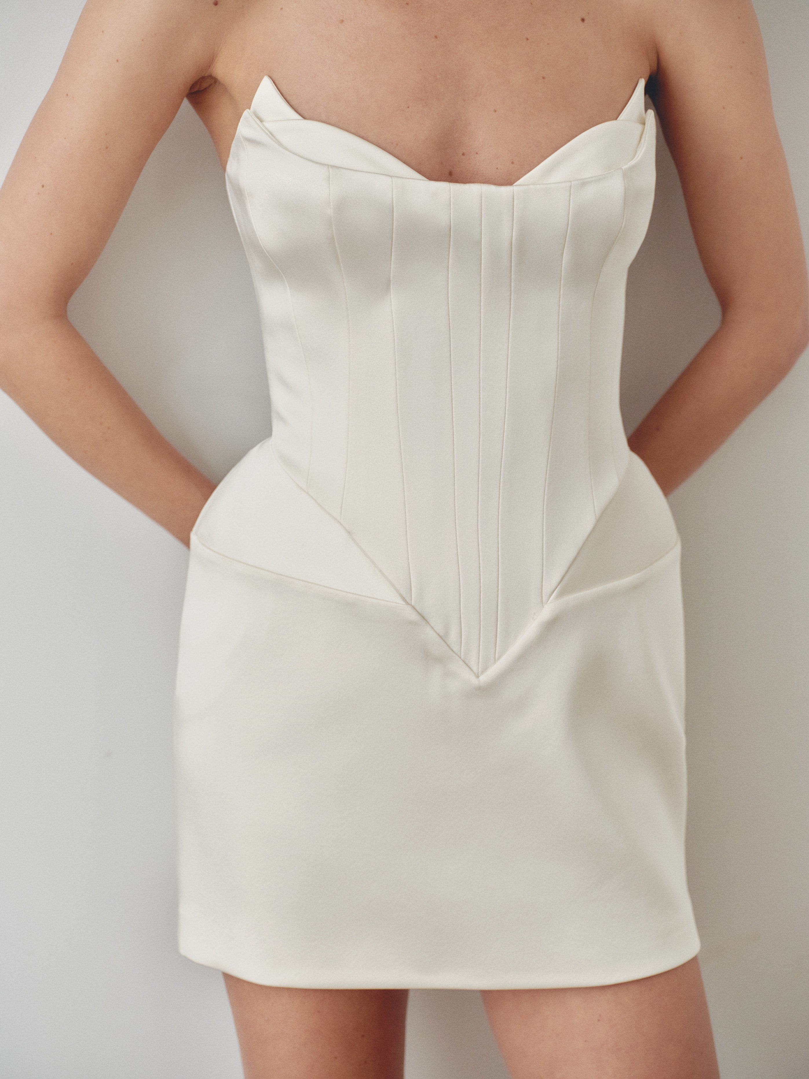 White Mini Dress With Structured Cups