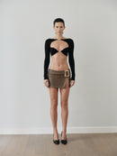 Gold Mesh Mini Skirt with Hand-Made Gold Pleated Belt