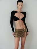 Gold Mesh Mini Skirt with Hand-Made Gold Pleated Belt