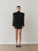 Polka Dot Backless Padded Mini Dress