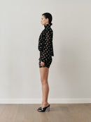Polka Dot Backless Padded Mini Dress