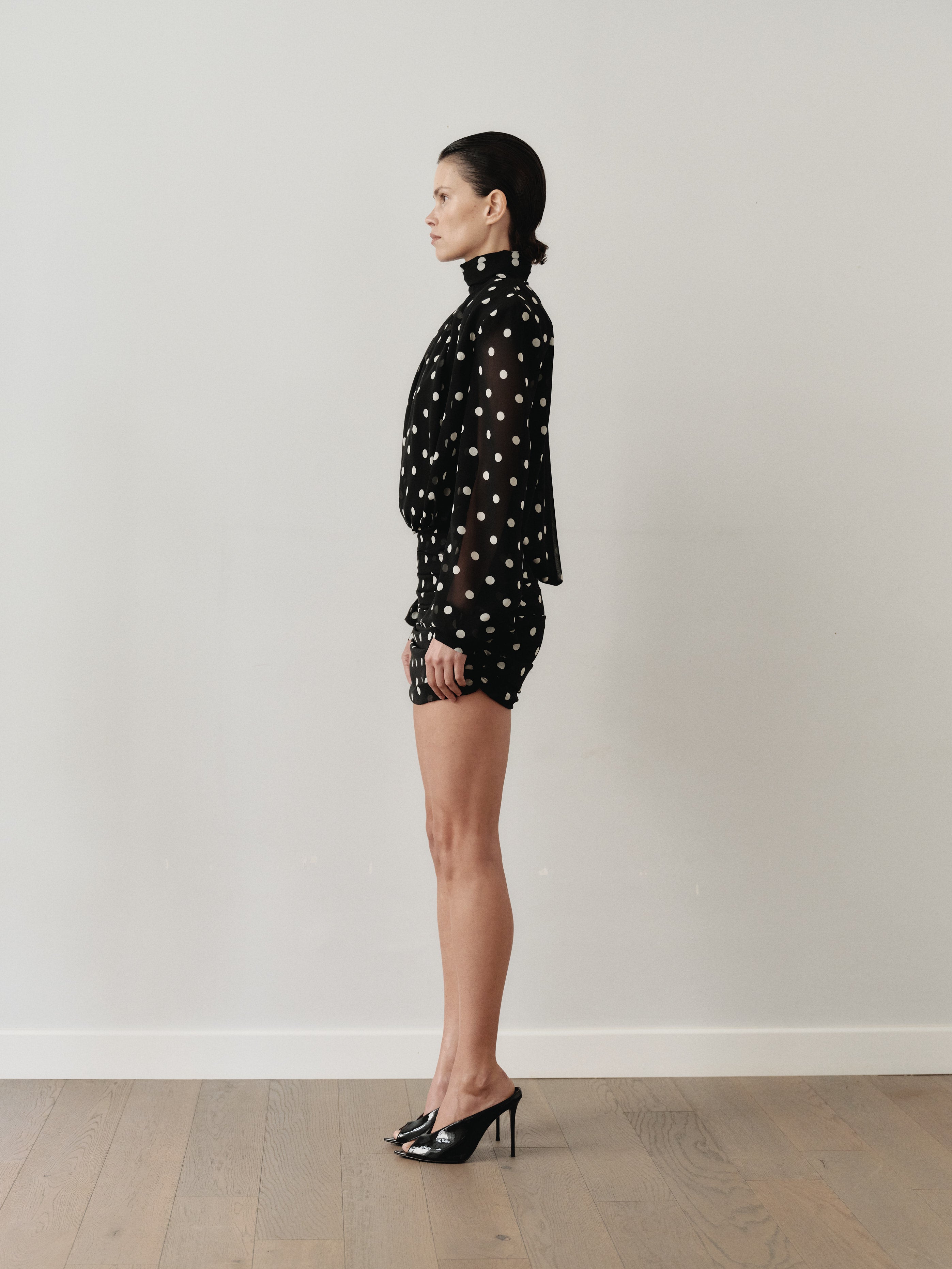 Polka Dot Backless Padded Mini Dress