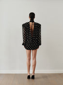 Polka Dot Backless Padded Mini Dress