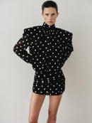 Polka Dot Backless Padded Mini Dress