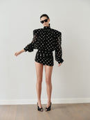 Polka Dot Backless Padded Mini Dress