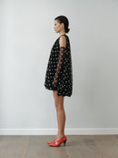 Polka Dot Chiffon Baloon Dress with Gloves