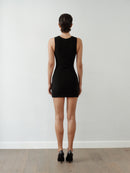 Black Mini Halter Neck Dress with Hand-Made Gold Pleated Accesory
