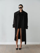 Black Water Repellant Recycled Cotton Trenchcoat