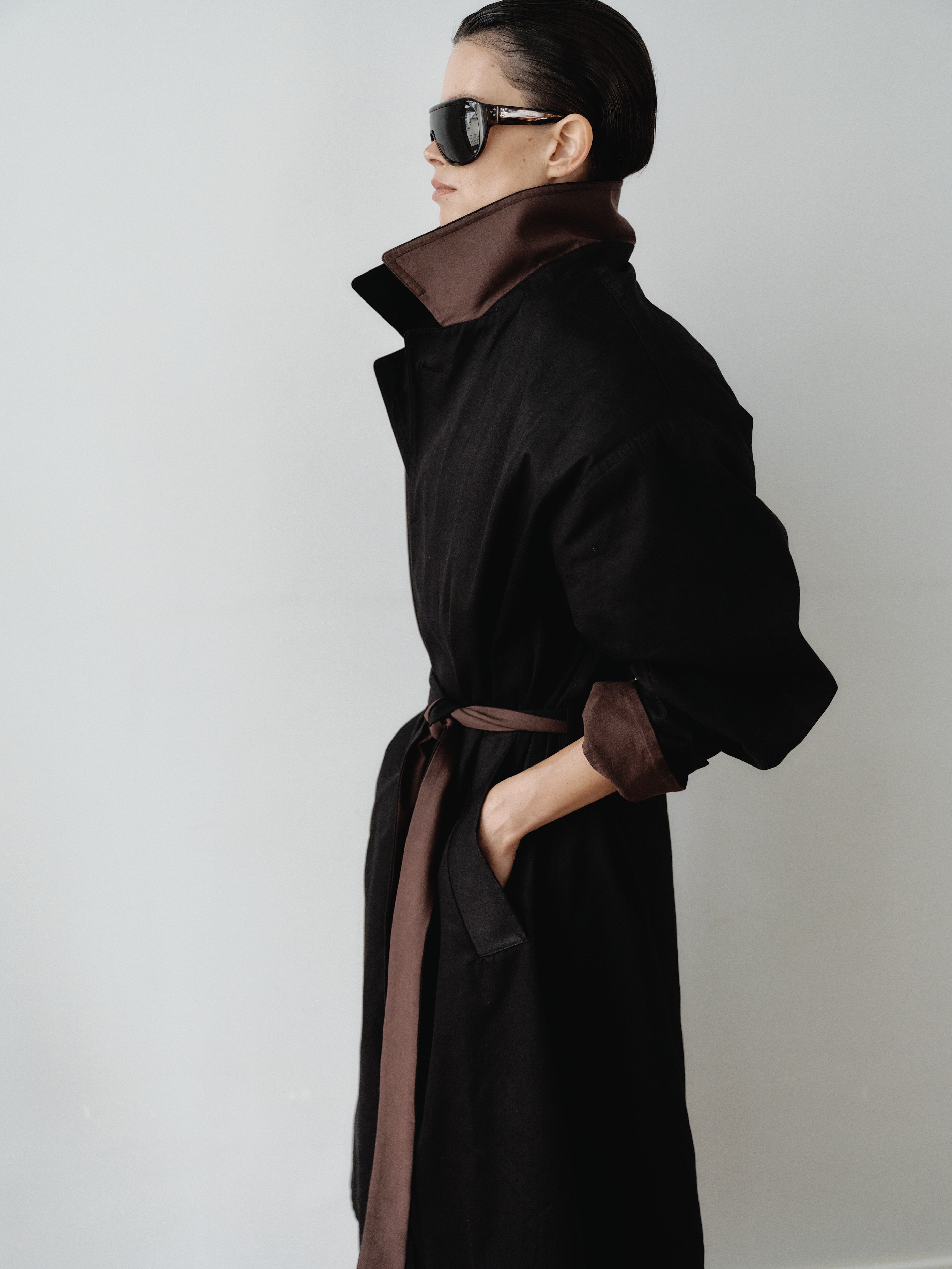 Black Water Repellant Recycled Cotton Trenchcoat