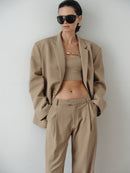 Camel Unisex Pants With Adjustable Cummerbund