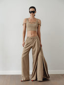 Camel Unisex Pants With Adjustable Cummerbund