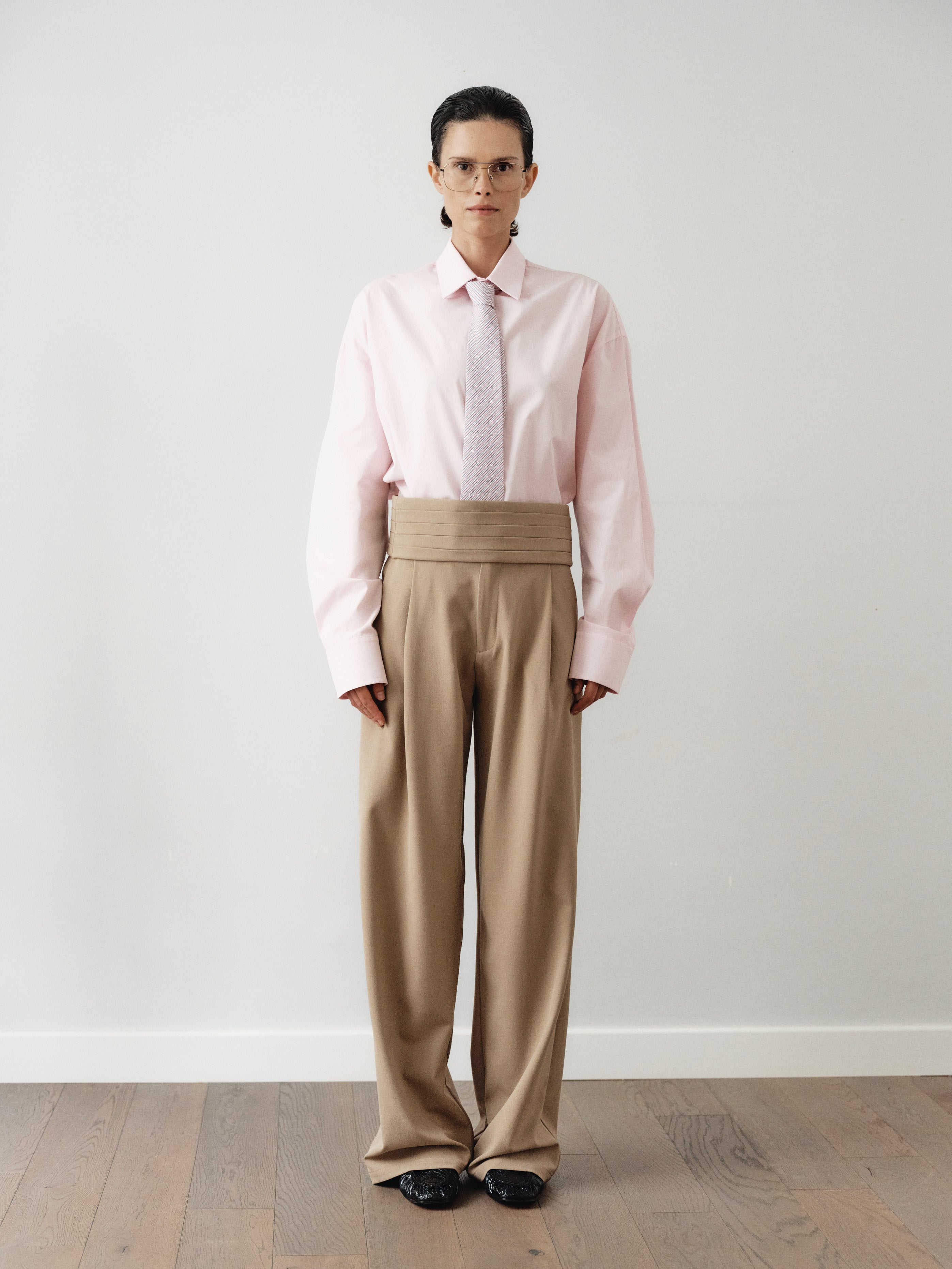 Light Pink Oversize Unisex Shirt with Tie