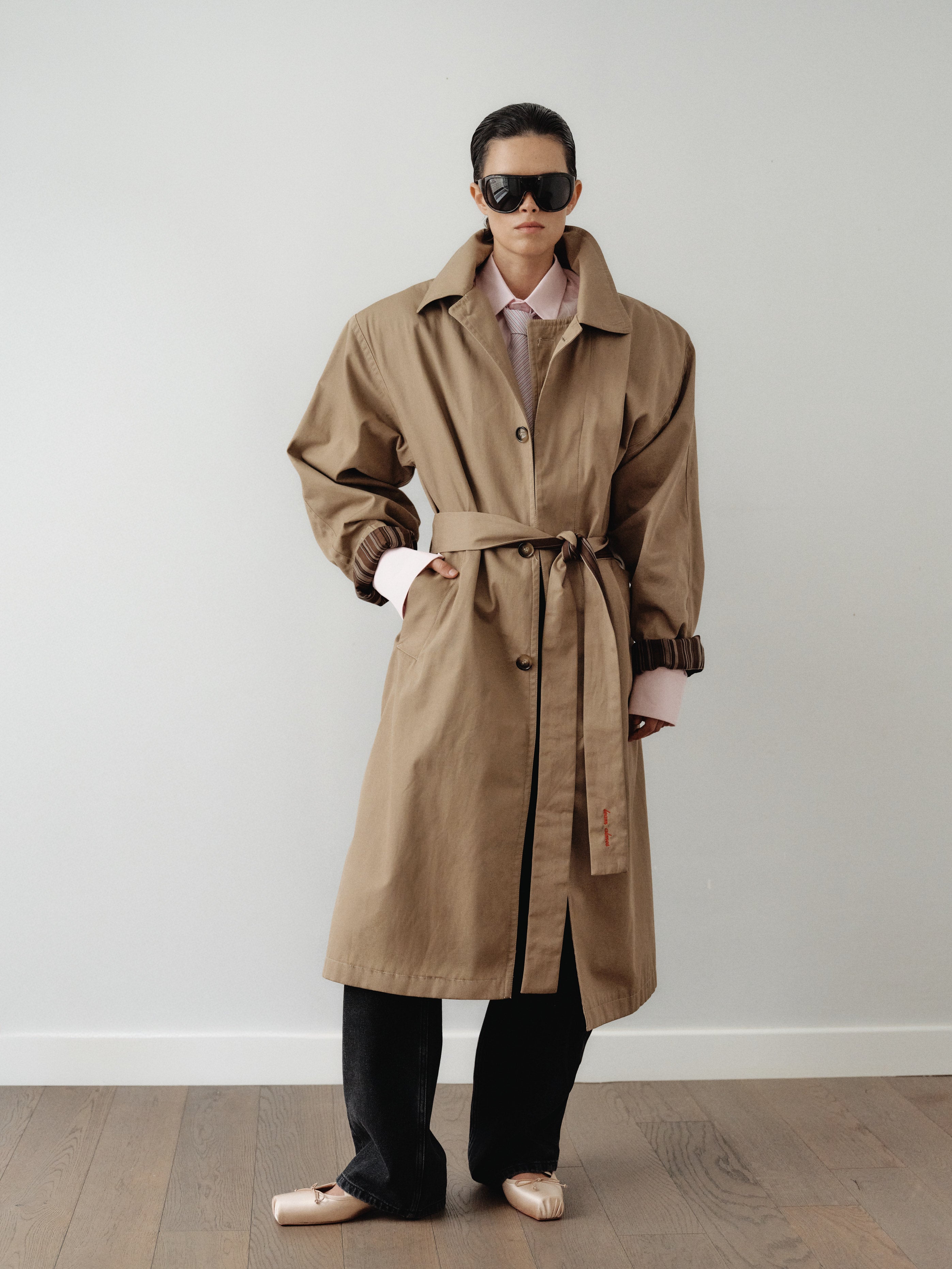 Mink Colored Water Repellant Recycled Cotton Trenchcoat