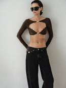 Black Wide Cut Mid Waist Jean with Hand-Made Silver Pleated Accesory