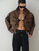 Khaki Water Repellant Cargo Jacket