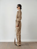 Mink Colored Recycled Cotton Cargo Jumpsuit