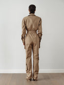 Mink Colored Recycled Cotton Cargo Jumpsuit