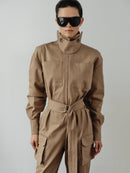 Mink Colored Recycled Cotton Cargo Jumpsuit