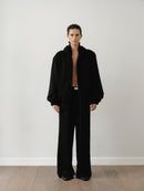 Black Cotton Track Pants