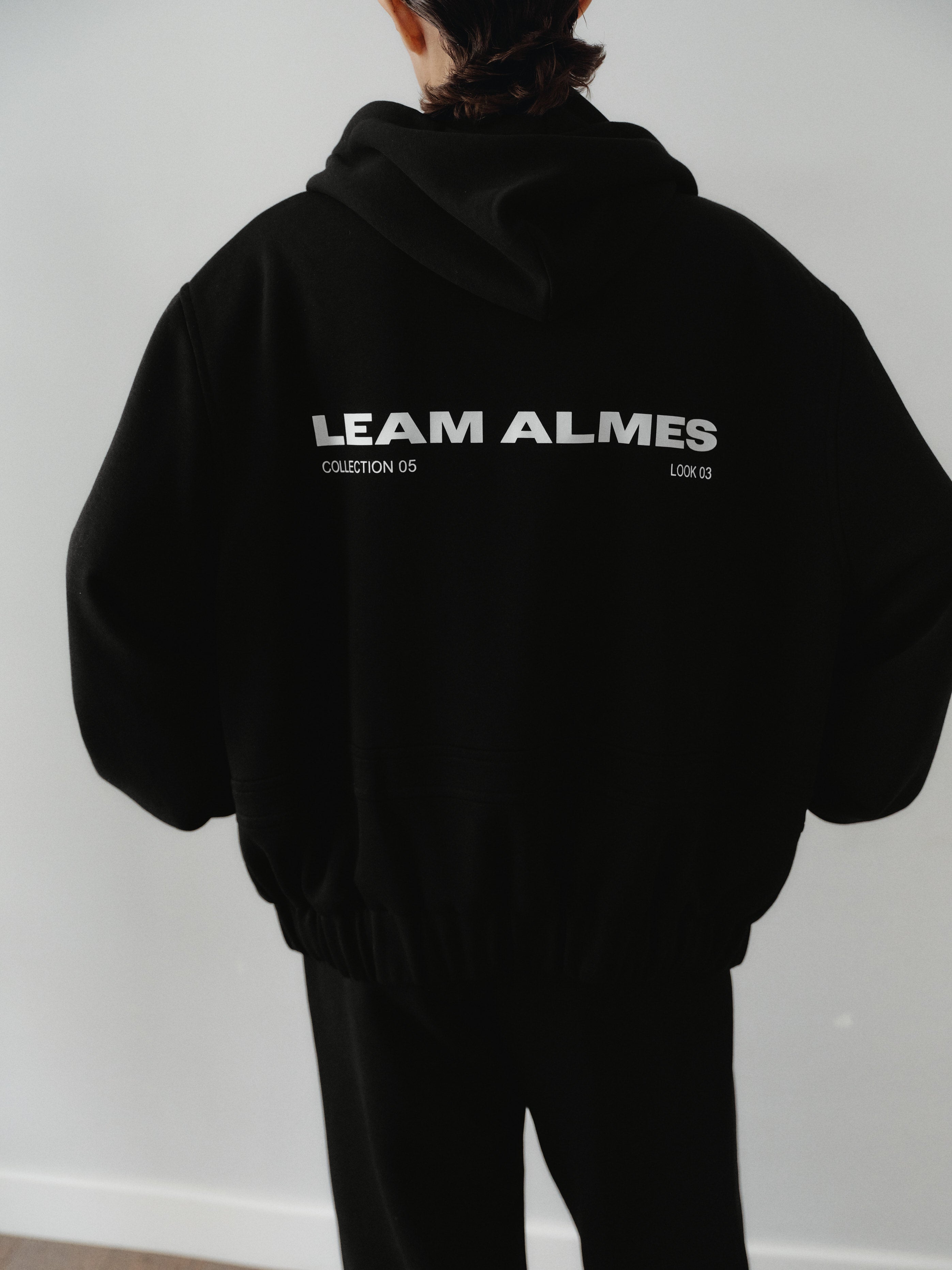Black Cotton Hooded Sweatshirt