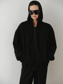 Black Cotton Hooded Sweatshirt
