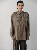 Khaki Oversized Unisex Shirt with Pockets