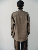 Khaki Oversized Unisex Shirt with Pockets