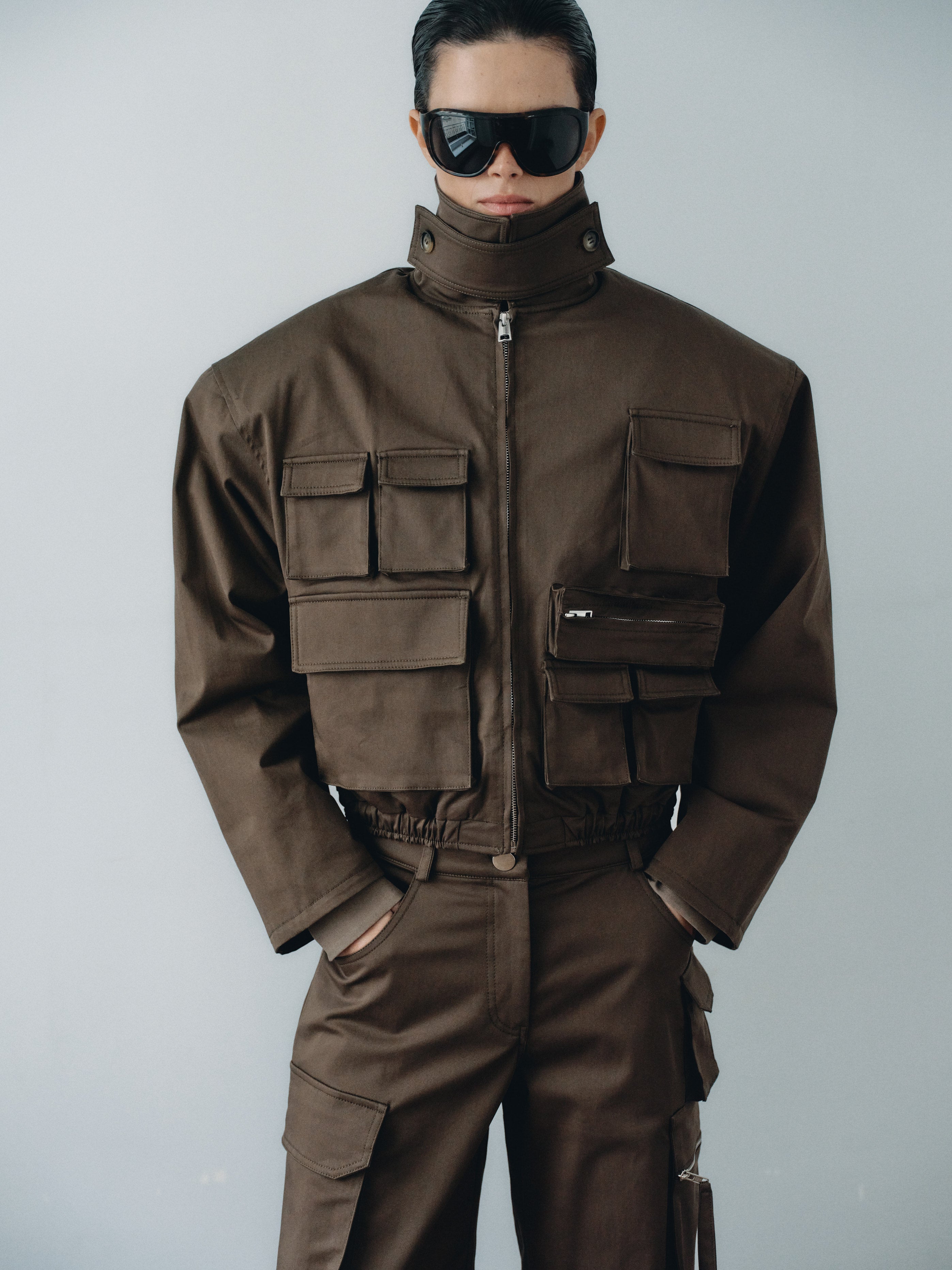 Khaki Water Repellant Cargo Jacket
