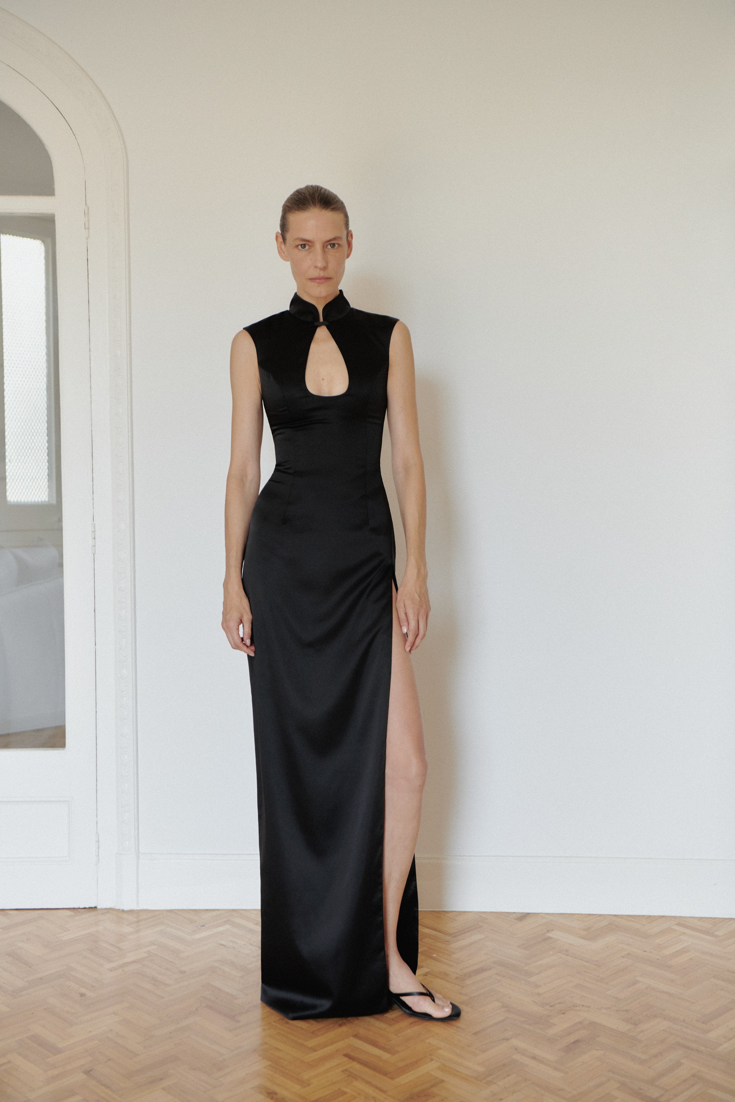 Black Maxi Dress with Cut Out and Side Slit