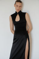 Black Maxi Dress with Cut Out and Side Slit