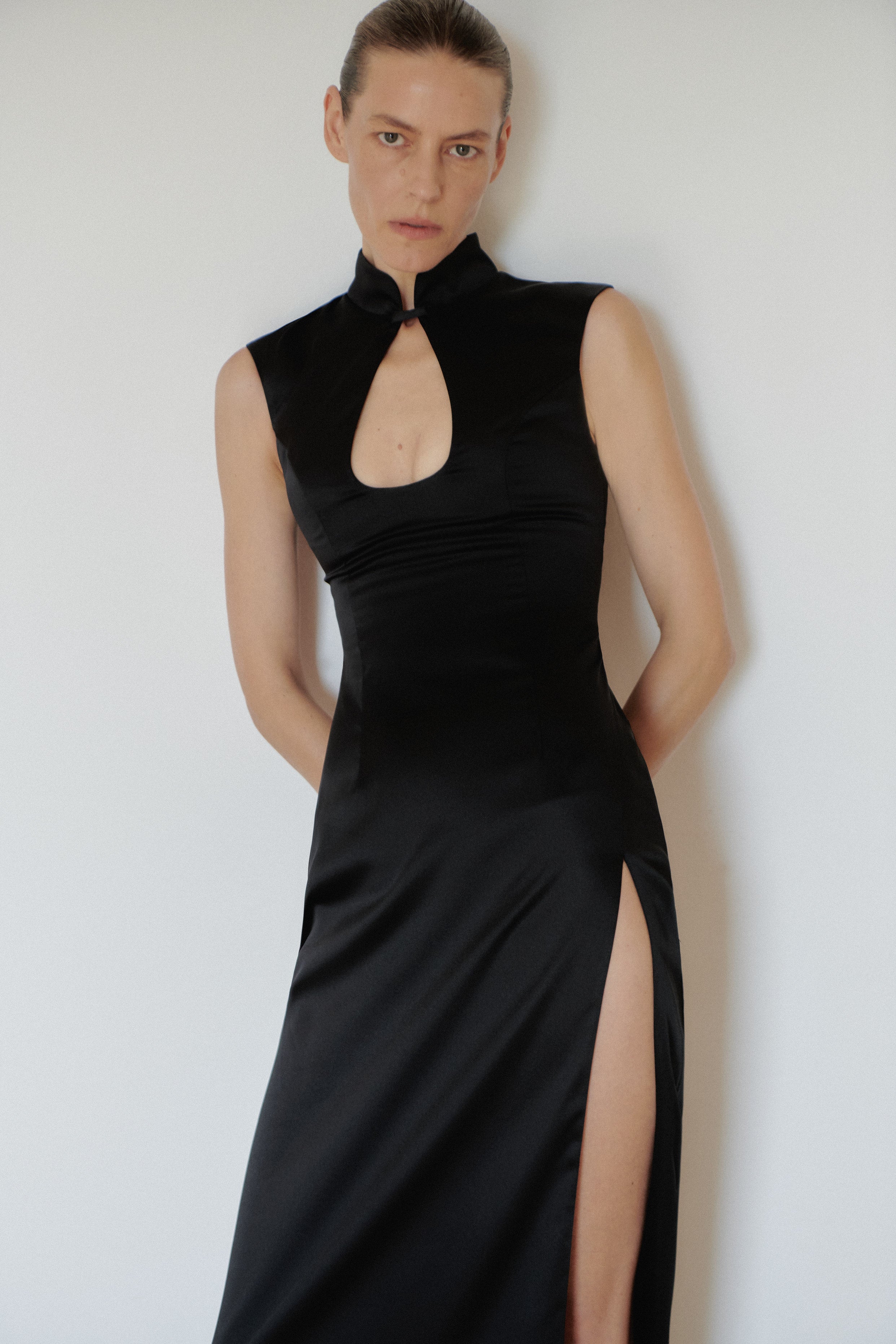 Black Maxi Dress with Cut Out and Side Slit