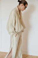 Light Beige Water Resistant Bomber Jacket with Stripes