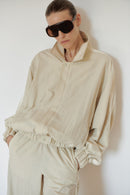 Light Beige Water Resistant Bomber Jacket with Stripes