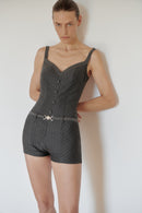 Antrachite Mini Jumpsuit with Hand-Made Accesorized Belt