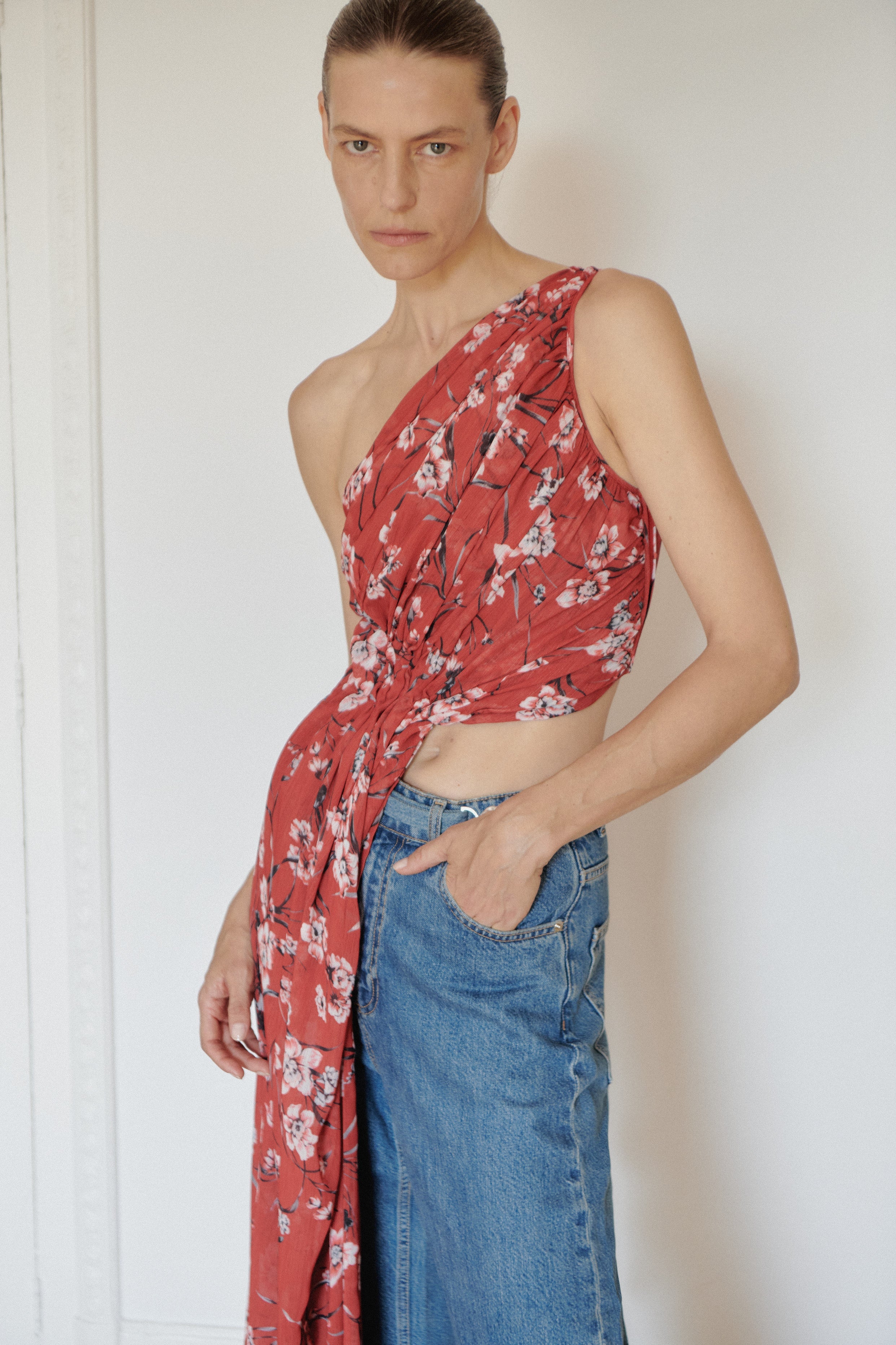 Flower Print Chiffon Top