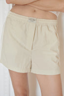 Light Beige Parachute Shorts with Stripes