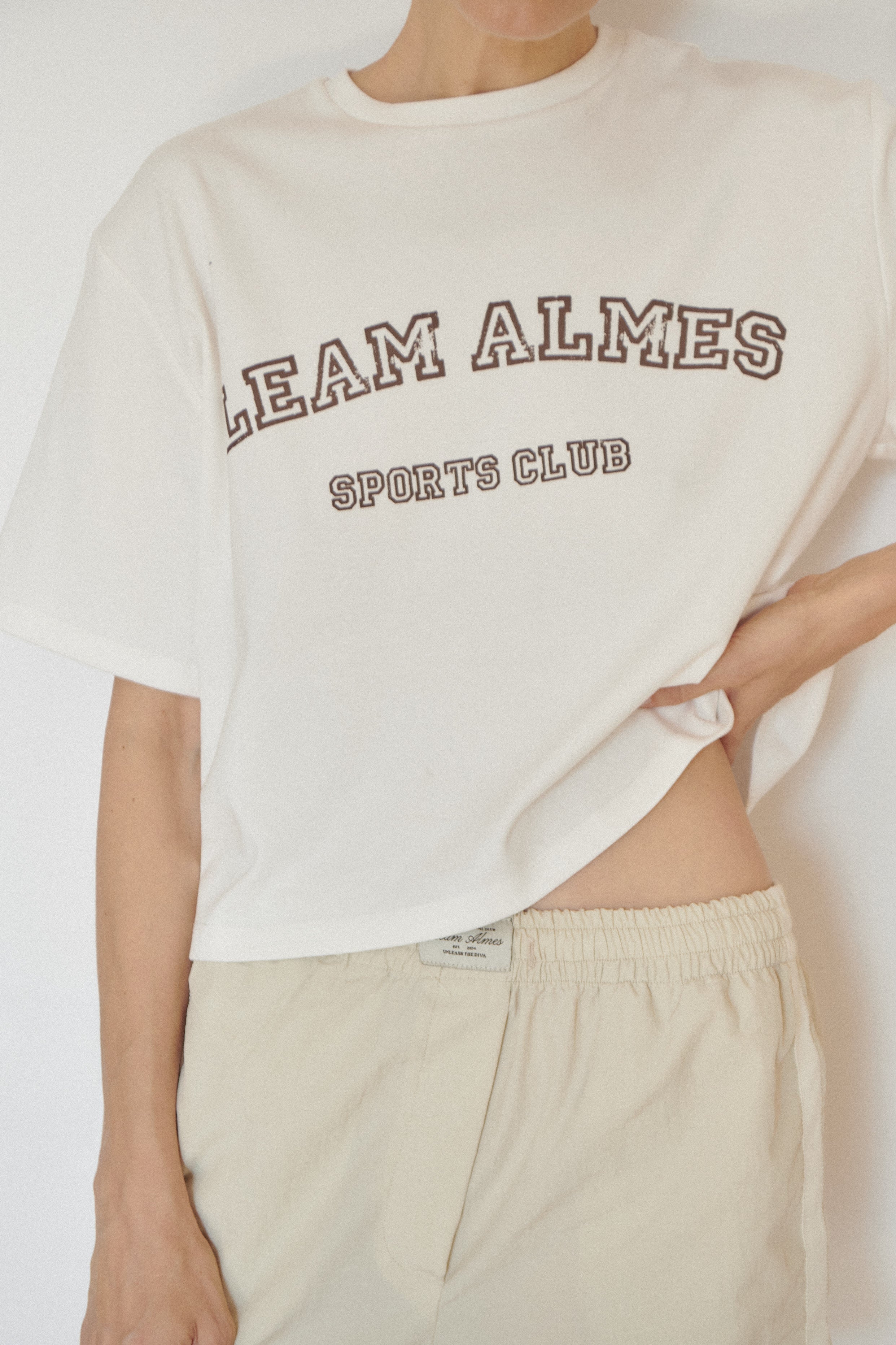 Light Beige Parachute Shorts with Stripes
