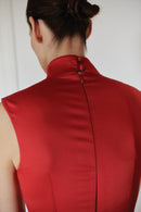 Red Maxi Dress with Cut Out and Side Slit