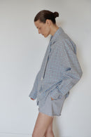 Grimelange Short with Blue Plaid Belt Detail