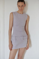 Lilac Wool Tweed Dress with Belt