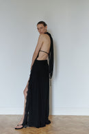 Black Lace Dress with Side Slit