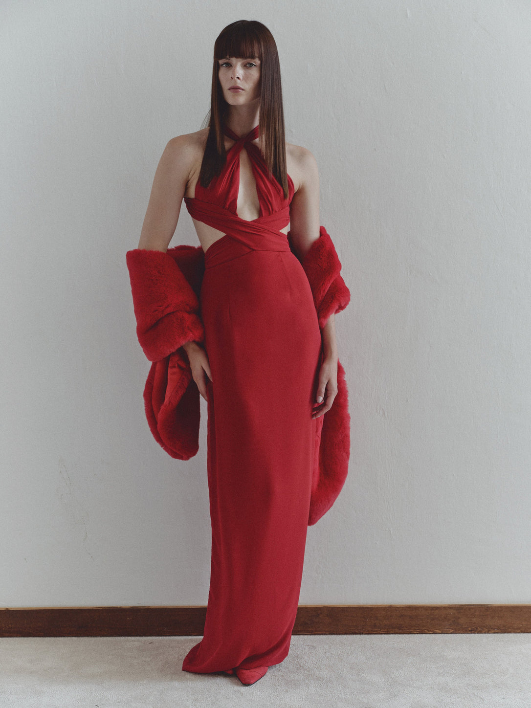 Red Faux Fur Scarf