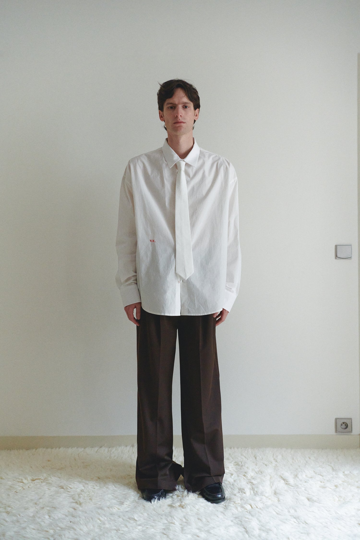 White Unisex Oversized Shirt with Tie