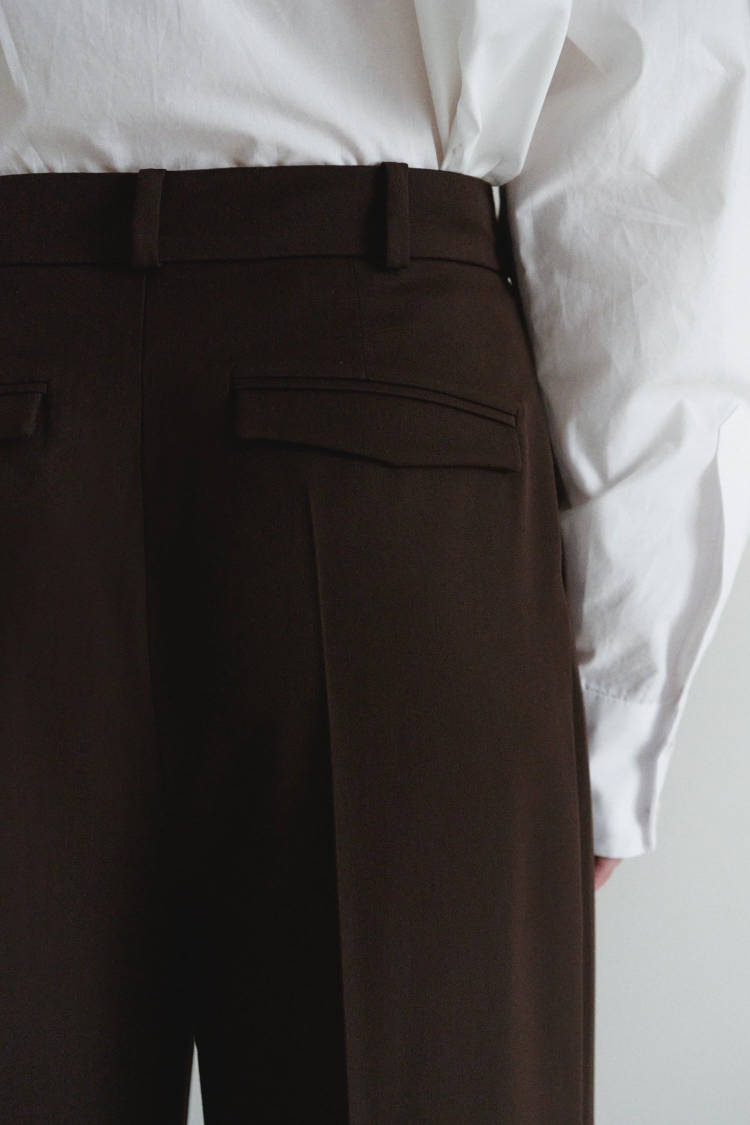 Brown Unisex Pants with Inner Leg Slits