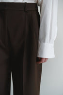 Brown Unisex Pants with Inner Leg Slits