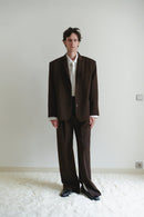 Brown Unisex Pants with Inner Leg Slits