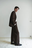 Brown Unisex Pants with Inner Leg Slits