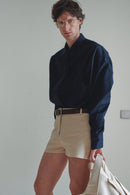 Navy Unisex Oversized Shirt with Tie