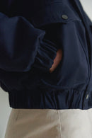 Navy Unisex Oversize Bomber Jacket With Pockets