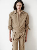 Mink Colored Recycled Cotton Cargo Jumpsuit